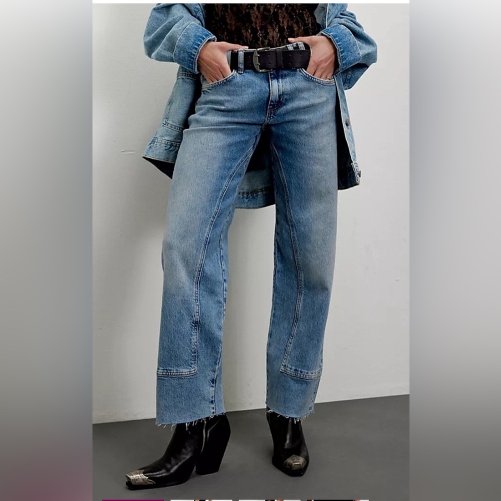 We the Free Risk Taker Mid Rise, frayed- bottom  “Mantra” jeans